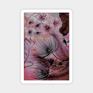 PINK DECO  ABSTRACT TROPICAL FLOWERS, MODERN ART Magnet