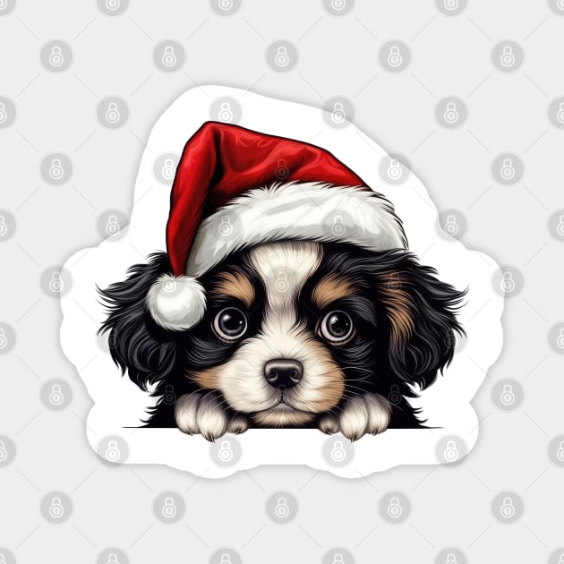 Christmas Peeking Puppy Magnet by Chromatic Fusion Studio