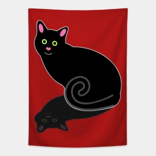 Black Cat with Shadow Tapestry