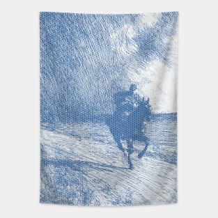 Rider on Horseback Fleeing An Ominous  Storm by Anders Zorn Polka Hexagonal Honeycomb Fill Tapestry