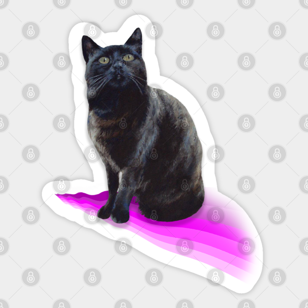 Beautiful black kitty painting - Cat - Sticker