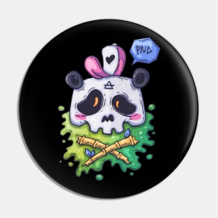 Cool Panda Bear Skully Skull in Rainbow Colors Pin