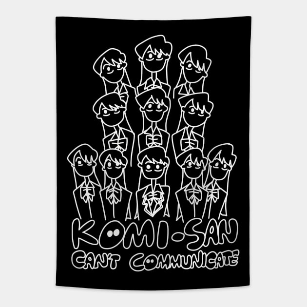 Komi Can't Communicate or Komi san wa komyushou desu anime characters in a white cute doodle Tapestry by Animangapoi