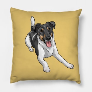 Happy Smooth Fox Terrier Dog | Cute Cartoon Pillow