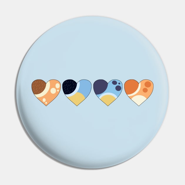 Heeler Family Love Hearts | Bluey-Inspired Color Palette Hearts Pin by DylanFredette