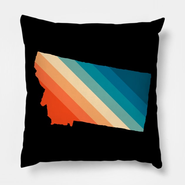 Montana State Retro Map Pillow by n23tees