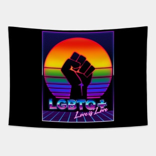 LGBTQ+ Pride Love is Love Retro Vaporwave Tapestry