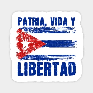 Patria, Vida y Libertad Cuban Flag Distressed Grunge Magnet