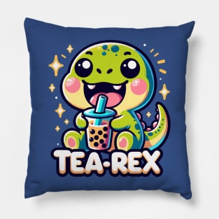 Funny Bubble Tea Rex Pun Pillow