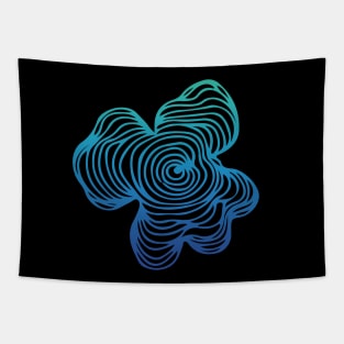 Blue Green Gradient Topography Contour Line Art Graphic Wood Pattern Tapestry