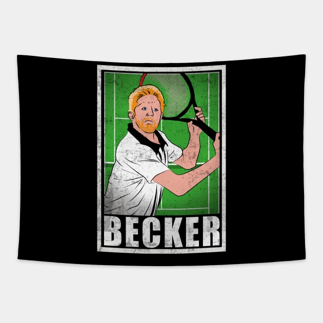 Becker Tennis Player Hero Vintage Grunge Tapestry by TEEWEB