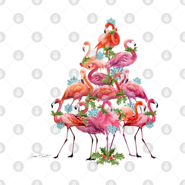 Coastal Christmas Flamingos B2 by Jean Plout Designs