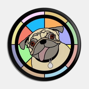 Stained glass pug Pin