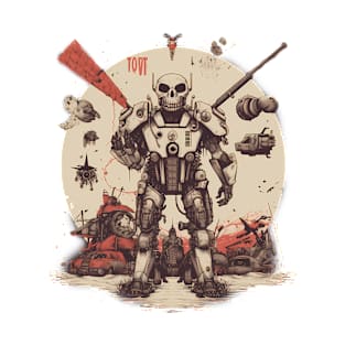 Comic-Style: AI Cyborg Robot Skull and the Apocalypse T-Shirt