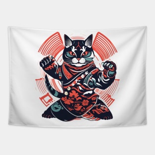 Vector style edo cat  t-shirt Tapestry