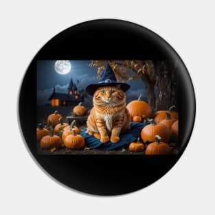 Marmalade witch cat Pin