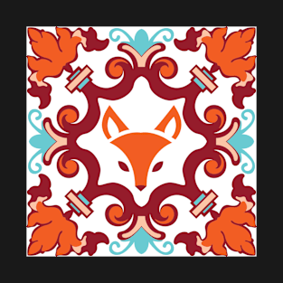 Fox in Portuguese tile pattern T-Shirt