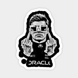 Max Verstappen Middle finger 90s Wgite Magnet