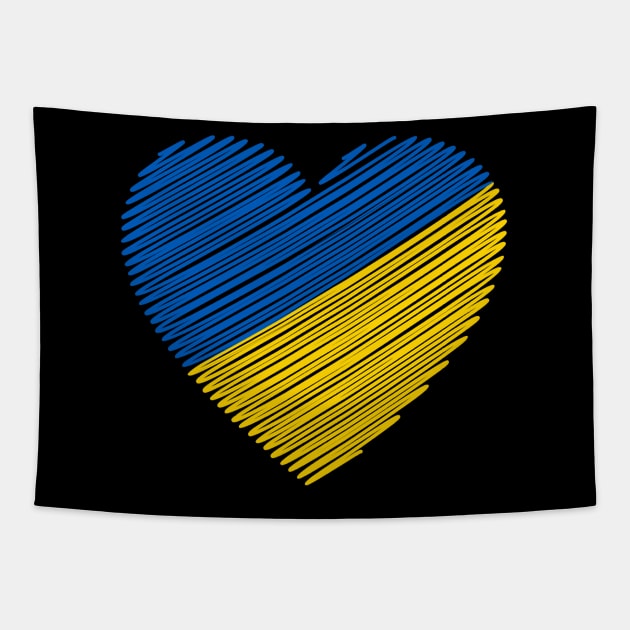 I Love Ukraine (blue and yellow heart) Tapestry by COUNTRY FLAGS