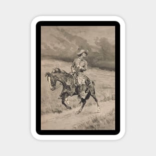 Cowboy On A Horse - Vintage Western American Art Magnet