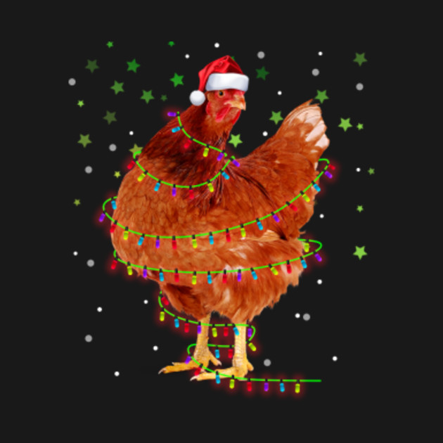 Disover Christmas Lights Chicken Tee Hen Funny Xmas Tree Chicken - Funny Christmas Gift - T-Shirt