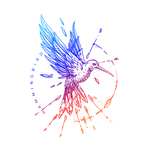 Geometric Hand Drawn Hummingbird by Aksa Inov