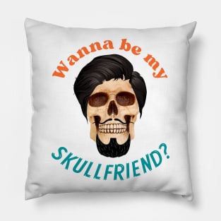 SKULLFRIEND -5- Skull with Hair | Dead Horror | Funny Halloween | Halloween Costume | Halloween Skull Pillow