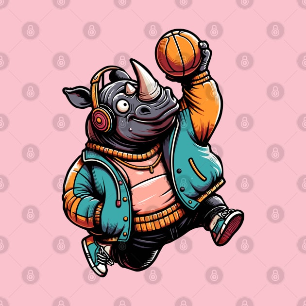 funny rhino basketball by TimeWarpWildlife