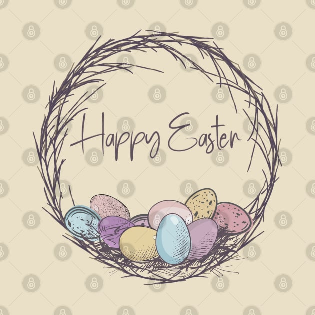 Happy Easter, Easter Egg Wreath by FunGraphics