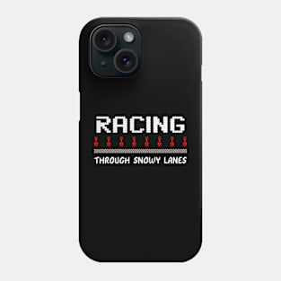 Racing Through Snowy Lanes Funny Christmas Piston Rod Checkered Flag Xmas Racer Phone Case