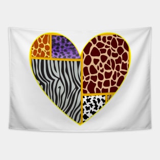 Love Heart Shape Jungle Print Design Tapestry