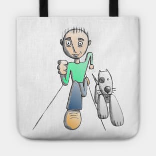 Man and Dog Running Tote