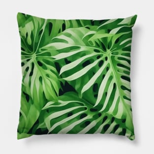 bright Monstera painting pattern Pillow