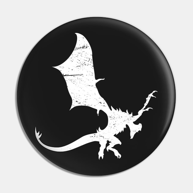 Distressed Fantasy Dragon Silhouette Pin by MeatMan