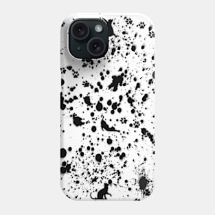 Black and White Paint Splat and Cat Pattern Phone Case