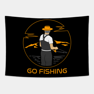 Fishing at Fishing pond Tapestry