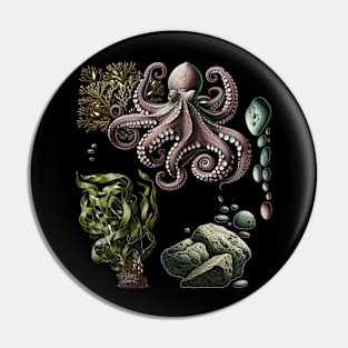 Octopus & Seaweed: Elegance of the Depths Pin