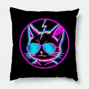 Synthwave Cat Retrowave 2 Pillow