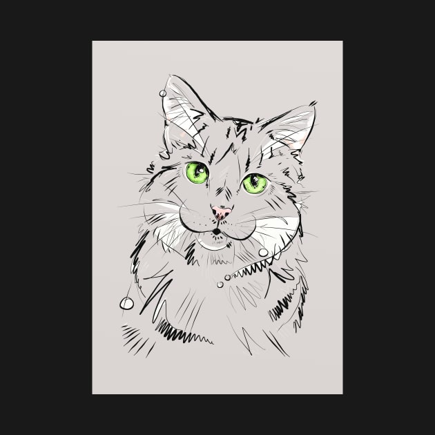 Cat sketch in grey by EveiArt