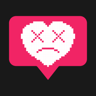 Dark Pink Speech Bubble with A Sad Cyberpunk Emoji Heart T-Shirt