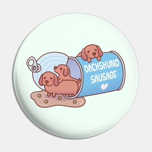 Cute Dachshund Sausage Dogs In A Can Funny Pin