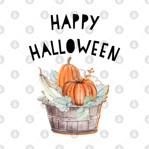 Happy halloween basket of pumpkins by Jenmag