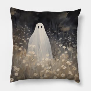 Ghost in a flower field Pillow