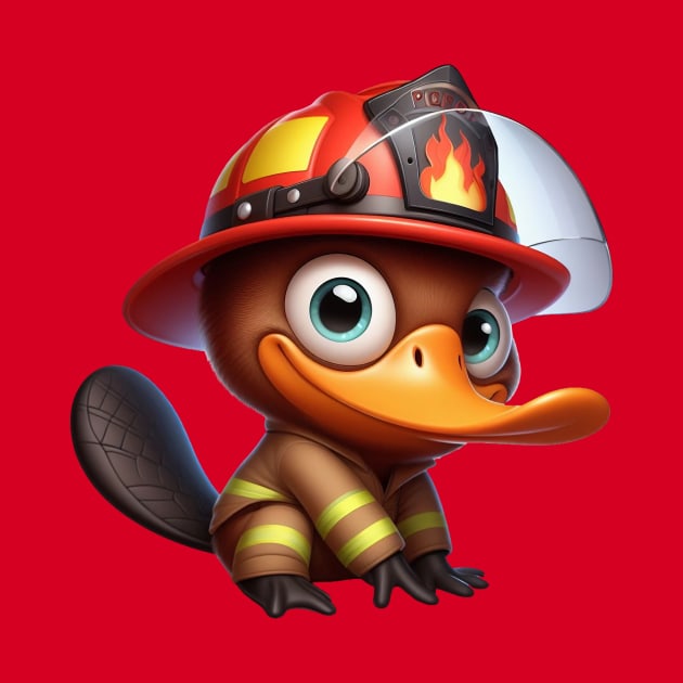 Cute Platypus Firefighter by Dmytro