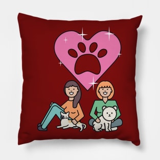 Pets Lovers Design - Cute Girls With Pets, Cool Cat And Dog Pillow