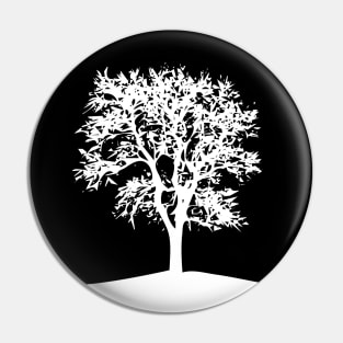 White Winter Tree Pin