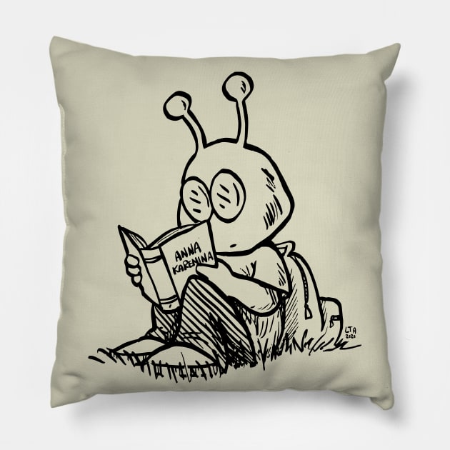 Martian reading Anna Karenina by Leo Tolstoy Pillow by LAB Ideas