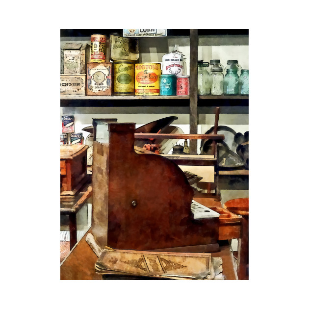 Wooden Cash Register In General Store Cash Register Tapestry