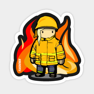 Rural Firefighter Female - Large Design (Yellow Helmet, Light Hair) Magnet