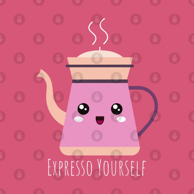 Expresso Yourself: Cute Coffee Pot T-Shirt & More | PunnyHouse by PunnyHouse